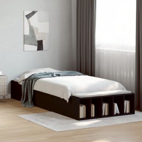 Estructura de cama madera de ingeniería negra 90x200 cm