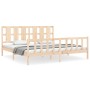 Bed frame with solid wood headboard 200x200 cm by vidaXL, Beds and slatted bases - Ref: Foro24-3192251, Price: 151,70 €, Disc...