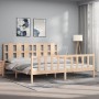 Bed frame with solid wood headboard 200x200 cm by vidaXL, Beds and slatted bases - Ref: Foro24-3192251, Price: 151,70 €, Disc...