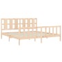 Bed frame with solid wood headboard 200x200 cm by vidaXL, Beds and slatted bases - Ref: Foro24-3192251, Price: 151,70 €, Disc...