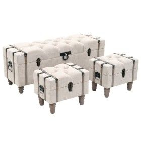 Storage benches 3 pieces wood and steel 112x37x45 cm by vidaXL, Benches for halls and storage - Ref: Foro24-245762, Price: 26...