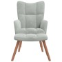 Sillón de relax con taburete de terciopelo gris claro