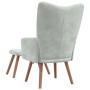 Sillón de relax con taburete de terciopelo gris claro