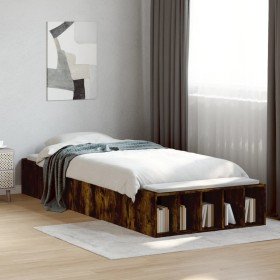 Estructura de cama madera de ingeniería roble humo 75x190 cm Estructura de cama madera de ingeniería roble humo 75x190 cm