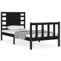 Single bed frame with black solid wood headboard by vidaXL, Beds and slatted bases - Ref: Foro24-3192780, Price: 132,11 €, Di...