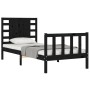 Single bed frame with black solid wood headboard by vidaXL, Beds and slatted bases - Ref: Foro24-3192780, Price: 133,92 €, Di...