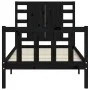 Single bed frame with black solid wood headboard by vidaXL, Beds and slatted bases - Ref: Foro24-3192780, Price: 132,11 €, Di...