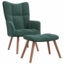 Sillón de relax con taburete terciopelo verde oscuro