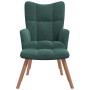 Sillón de relax con taburete terciopelo verde oscuro
