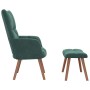 Sillón de relax con taburete terciopelo verde oscuro