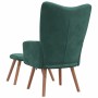 Sillón de relax con taburete terciopelo verde oscuro