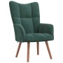 Sillón de relax con taburete terciopelo verde oscuro