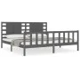 Grauer Massivholzbettrahmen mit Kopfteil 200x200cm von vidaXL, Betten und Lattenroste - Ref: Foro24-3192838, Preis: 184,44 €,...