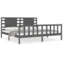 Gray solid wood bed frame with headboard 200x200cm by vidaXL, Beds and slatted bases - Ref: Foro24-3192838, Price: 186,70 €, ...