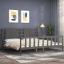 Grauer Massivholzbettrahmen mit Kopfteil 200x200cm von vidaXL, Betten und Lattenroste - Ref: Foro24-3192838, Preis: 184,44 €,...