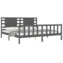 Gray solid wood bed frame with headboard 200x200cm by vidaXL, Beds and slatted bases - Ref: Foro24-3192838, Price: 186,70 €, ...