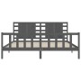 Gray solid wood bed frame with headboard 200x200cm by vidaXL, Beds and slatted bases - Ref: Foro24-3192838, Price: 186,70 €, ...
