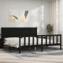 Bettgestell mit schwarzem Massivholzkopfteil 200x200 cm von vidaXL, Betten und Lattenroste - Ref: Foro24-3192775, Preis: 222,...
