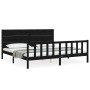 Bed frame with black solid wood headboard 200x200 cm by vidaXL, Beds and slatted bases - Ref: Foro24-3192775, Price: 225,47 €...
