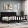 Bed frame with black solid wood headboard 200x200 cm by vidaXL, Beds and slatted bases - Ref: Foro24-3192775, Price: 225,47 €...