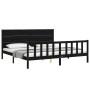 Bed frame with black solid wood headboard 200x200 cm by vidaXL, Beds and slatted bases - Ref: Foro24-3192775, Price: 225,47 €...
