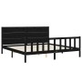 Bed frame with black solid wood headboard 200x200 cm by vidaXL, Beds and slatted bases - Ref: Foro24-3192775, Price: 225,47 €...