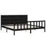 Bettgestell mit schwarzem Massivholzkopfteil 200x200 cm von vidaXL, Betten und Lattenroste - Ref: Foro24-3192775, Preis: 222,...