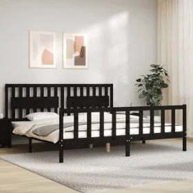 Estructura de cama con cabecero madera maciza negro 200x200 cm de vidaXL, Camas y somieres - Ref: Foro24-3192450, Precio: 219...