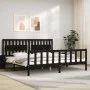 Bed frame with black solid wood headboard 200x200 cm by vidaXL, Beds and slatted bases - Ref: Foro24-3192450, Price: 219,11 €...
