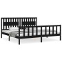 Bed frame with black solid wood headboard 200x200 cm by vidaXL, Beds and slatted bases - Ref: Foro24-3192450, Price: 221,59 €...