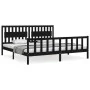 Bed frame with black solid wood headboard 200x200 cm by vidaXL, Beds and slatted bases - Ref: Foro24-3192450, Price: 219,11 €...