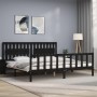 Bed frame with black solid wood headboard 200x200 cm by vidaXL, Beds and slatted bases - Ref: Foro24-3192450, Price: 221,59 €...