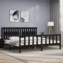 Bed frame with black solid wood headboard 200x200 cm by vidaXL, Beds and slatted bases - Ref: Foro24-3192450, Price: 219,11 €...