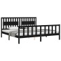Bed frame with black solid wood headboard 200x200 cm by vidaXL, Beds and slatted bases - Ref: Foro24-3192450, Price: 221,59 €...