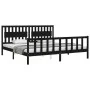 Bed frame with black solid wood headboard 200x200 cm by vidaXL, Beds and slatted bases - Ref: Foro24-3192450, Price: 219,11 €...