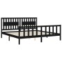 Bed frame with black solid wood headboard 200x200 cm by vidaXL, Beds and slatted bases - Ref: Foro24-3192450, Price: 221,59 €...