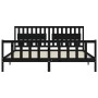 Bed frame with black solid wood headboard 200x200 cm by vidaXL, Beds and slatted bases - Ref: Foro24-3192450, Price: 221,59 €...
