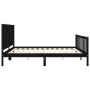 Bed frame with black solid wood headboard 200x200 cm by vidaXL, Beds and slatted bases - Ref: Foro24-3192450, Price: 221,59 €...
