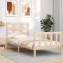 Bed frame with solid wood headboard by vidaXL, Beds and slatted bases - Ref: Foro24-3192521, Price: 92,35 €, Discount: %