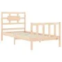 Bed frame with solid wood headboard by vidaXL, Beds and slatted bases - Ref: Foro24-3192521, Price: 92,35 €, Discount: %
