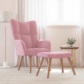Sillón de relax con taburete terciopelo rosa Sillón de relax con taburete terciopelo rosa
