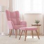 Sillón de relax con taburete terciopelo rosa en Sillones | Comprar online en Foro24