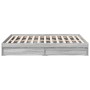 Cama con cajones madera ingeniería gris Sonoma 140x200 cm