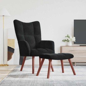 Sillón de relax con taburete terciopelo negro Sillón de relax con taburete terciopelo negro