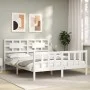 Estructura de cama con cabecero madera maciza blanco 160x200 cm de vidaXL, Camas y somieres - Ref: Foro24-3192567, Precio: 14...