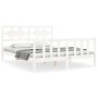 White solid wood bed frame with headboard 160x200 cm by vidaXL, Beds and slatted bases - Ref: Foro24-3192567, Price: 148,13 €...