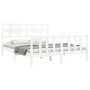 White solid wood bed frame with headboard 160x200 cm by vidaXL, Beds and slatted bases - Ref: Foro24-3192567, Price: 148,13 €...