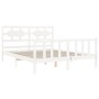 White solid wood bed frame with headboard 160x200 cm by vidaXL, Beds and slatted bases - Ref: Foro24-3192567, Price: 148,13 €...