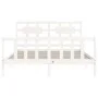 Estructura de cama con cabecero madera maciza blanco 160x200 cm de vidaXL, Camas y somieres - Ref: Foro24-3192567, Precio: 14...
