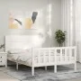 White solid wood bed frame with headboard 140x200 cm by vidaXL, Beds and slatted bases - Ref: Foro24-3192752, Price: 193,65 €...